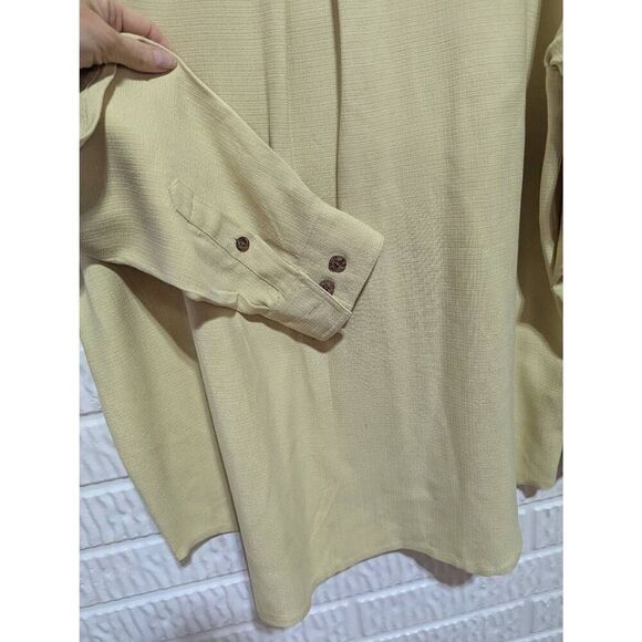 Tommy Bahama Men's Yellow Silk Long Sleeve Button Front Shirt Size L - Picture 4 of 7